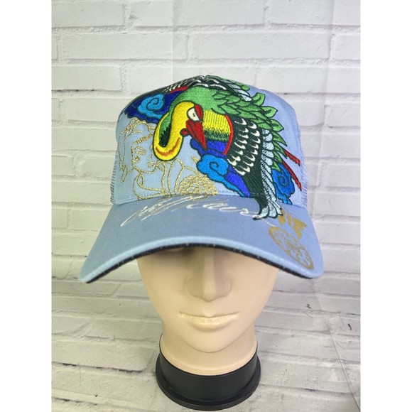 Cliff Raven Artwear Peacock Hardy Tattoo Embroidered Mesh Back Snapback Hat Cap - Picture 1 of 9